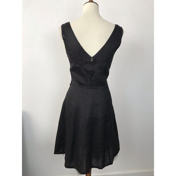 Rinascimento Dress Fit Flare Tank Tulle Linen Black FLAWS - Picture 9 of 12